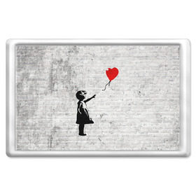 Магнит 45*70 с принтом Бэнкси: Девочка с Шаром в Новосибирске, Пластик | Размер: 78*52 мм; Размер печати: 70*45 | art | balloon | banksy | culture | girl | graffity | heart | hearts | red | арт | бэнкси | граффити | девочка | девочка с шаром | красный | красным | культура | сердечки | сердечко | сердце | стрит | шар | шарик | шариком