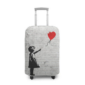 Чехол для чемодана 3D с принтом Бэнкси: Девочка с Шаром в Новосибирске, 86% полиэфир, 14% спандекс | двустороннее нанесение принта, прорези для ручек и колес | art | balloon | banksy | culture | girl | graffity | heart | hearts | red | арт | бэнкси | граффити | девочка | девочка с шаром | красный | красным | культура | сердечки | сердечко | сердце | стрит | шар | шарик | шариком