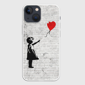 Чехол для iPhone 13 mini с принтом Бэнкси: Девочка с Шаром в Новосибирске,  |  | art | balloon | banksy | culture | girl | graffity | heart | hearts | red | арт | бэнкси | граффити | девочка | девочка с шаром | красный | красным | культура | сердечки | сердечко | сердце | стрит | шар | шарик | шариком