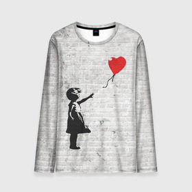 Мужской лонгслив 3D с принтом Бэнкси: Девочка с Шаром в Новосибирске, 100% полиэстер | длинные рукава, круглый вырез горловины, полуприлегающий силуэт | art | balloon | banksy | culture | girl | graffity | heart | hearts | red | арт | бэнкси | граффити | девочка | девочка с шаром | красный | красным | культура | сердечки | сердечко | сердце | стрит | шар | шарик | шариком