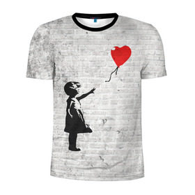 Мужская футболка 3D спортивная с принтом Бэнкси: Девочка с Шаром в Новосибирске, 100% полиэстер с улучшенными характеристиками | приталенный силуэт, круглая горловина, широкие плечи, сужается к линии бедра | Тематика изображения на принте: art | balloon | banksy | culture | girl | graffity | heart | hearts | red | арт | бэнкси | граффити | девочка | девочка с шаром | красный | красным | культура | сердечки | сердечко | сердце | стрит | шар | шарик | шариком