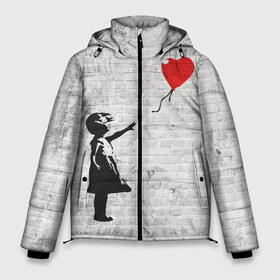 Мужская зимняя куртка 3D с принтом Бэнкси Девочка с Шаром в Новосибирске, верх — 100% полиэстер; подкладка — 100% полиэстер; утеплитель — 100% полиэстер | длина ниже бедра, свободный силуэт Оверсайз. Есть воротник-стойка, отстегивающийся капюшон и ветрозащитная планка. 

Боковые карманы с листочкой на кнопках и внутренний карман на молнии. | Тематика изображения на принте: art | balloon | banksy | culture | girl | graffity | heart | hearts | red | арт | бэнкси | граффити | девочка | девочка с шаром | красный | красным | культура | сердечки | сердечко | сердце | стрит | шар | шарик | шариком