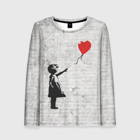 Женский лонгслив 3D с принтом Бэнкси: Девочка с Шаром в Новосибирске, 100% полиэстер | длинные рукава, круглый вырез горловины, полуприлегающий силуэт | art | balloon | banksy | culture | girl | graffity | heart | hearts | red | арт | бэнкси | граффити | девочка | девочка с шаром | красный | красным | культура | сердечки | сердечко | сердце | стрит | шар | шарик | шариком