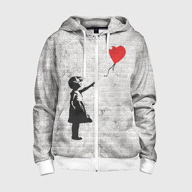 Детская толстовка 3D на молнии с принтом Бэнкси: Девочка с Шаром в Новосибирске, 100% полиэстер |  манжеты и пояс оформлены широкой мягкой резинкой, двухслойный капюшон со шнурком для регулировки, спереди карманы и застежка-молния
 | art | balloon | banksy | culture | girl | graffity | heart | hearts | red | арт | бэнкси | граффити | девочка | девочка с шаром | красный | красным | культура | сердечки | сердечко | сердце | стрит | шар | шарик | шариком