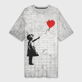 Платье-футболка 3D с принтом Бэнкси: Девочка с Шаром в Новосибирске,  |  | art | balloon | banksy | culture | girl | graffity | heart | hearts | red | арт | бэнкси | граффити | девочка | девочка с шаром | красный | красным | культура | сердечки | сердечко | сердце | стрит | шар | шарик | шариком