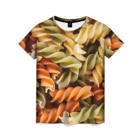 Женская футболка 3D с принтом Макароны Спиральки в Новосибирске, 100% полиэфир ( синтетическое хлопкоподобное полотно) | прямой крой, круглый вырез горловины, длина до линии бедер | food | italy | pasta | spagetti | еда | едой | изображение | италия | картинка | макарон | макароны | макарошки | мука | мучное | паста | прикол | прикольные | спагетти | спиральки | фото | юмор