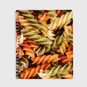 Тетрадь с принтом Макароны Спиральки в Новосибирске, 100% бумага | 48 листов, плотность листов — 60 г/м2, плотность картонной обложки — 250 г/м2. Листы скреплены сбоку удобной пружинной спиралью. Уголки страниц и обложки скругленные. Цвет линий — светло-серый
 | food | italy | pasta | spagetti | еда | едой | изображение | италия | картинка | макарон | макароны | макарошки | мука | мучное | паста | прикол | прикольные | спагетти | спиральки | фото | юмор