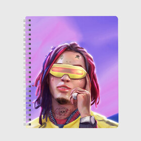 Тетрадь с принтом Lil Pump в Новосибирске, 100% бумага | 48 листов, плотность листов — 60 г/м2, плотность картонной обложки — 250 г/м2. Листы скреплены сбоку удобной пружинной спиралью. Уголки страниц и обложки скругленные. Цвет линий — светло-серый
 | drumtick | elementary | esketit | esskeetit | gang | garcia | gazzy | gucci | guccigang | jetski | pump | rap | trap | usa | газзи | гарсия | лил | памп | рэп | сша | трап | эщкере