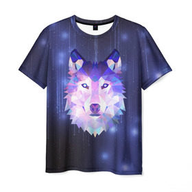 Мужская футболка 3D с принтом Космический Волк в Новосибирске, 100% полиэфир | прямой крой, круглый вырез горловины, длина до линии бедер | Тематика изображения на принте: poligon | space | star | stars | werewolf | wild | wolf | wolfs | волк | волки | волчата | волченок | волчица | вселенная | дикий | звезда | звезды | космический | космос | луна | оборотень | падающие | полигон | полигоны