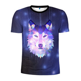 Мужская футболка 3D спортивная с принтом Космический Волк в Новосибирске, 100% полиэстер с улучшенными характеристиками | приталенный силуэт, круглая горловина, широкие плечи, сужается к линии бедра | Тематика изображения на принте: poligon | space | star | stars | werewolf | wild | wolf | wolfs | волк | волки | волчата | волченок | волчица | вселенная | дикий | звезда | звезды | космический | космос | луна | оборотень | падающие | полигон | полигоны