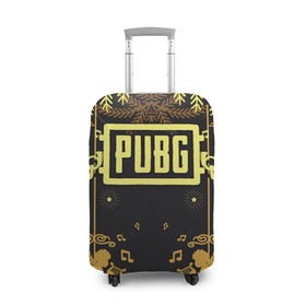 Чехол для чемодана 3D с принтом Новогодний PUBG в Новосибирске, 86% полиэфир, 14% спандекс | двустороннее нанесение принта, прорези для ручек и колес | 