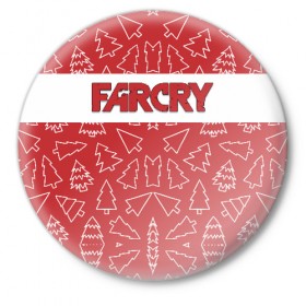 Значок с принтом Far Cry Новогодний в Новосибирске,  металл | круглая форма, металлическая застежка в виде булавки | Тематика изображения на принте: 