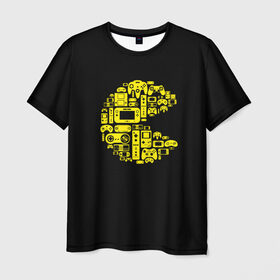 Мужская футболка 3D с принтом Pac-Man в Новосибирске, 100% полиэфир | прямой крой, круглый вырез горловины, длина до линии бедер | game | gamer | gaming | nds | nintendo | pac man | ps3 | ps4 | psp | wii | xbox | аркада | джойстик | игра | игровая приставка | игры | классика игр | контроллер | пакман