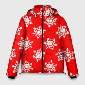 Мужская зимняя куртка 3D с принтом Новогодние снежинки в Новосибирске, верх — 100% полиэстер; подкладка — 100% полиэстер; утеплитель — 100% полиэстер | длина ниже бедра, свободный силуэт Оверсайз. Есть воротник-стойка, отстегивающийся капюшон и ветрозащитная планка. 

Боковые карманы с листочкой на кнопках и внутренний карман на молнии. | Тематика изображения на принте: christmas | new year | snow | ёлка | зима | каникулы | новогодний паттерн | новый год | праздник | рождество | снег | снежинки