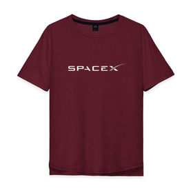 Мужская футболка хлопок Oversize с принтом SpaceX в Новосибирске, 100% хлопок | свободный крой, круглый ворот, “спинка” длиннее передней части | Тематика изображения на принте: elon musk | spacex | илон маск | космос | спэйсикс
