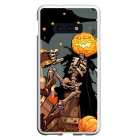 Чехол для Samsung S10E с принтом Halloween в Новосибирске, Силикон | Область печати: задняя сторона чехла, без боковых панелей | Тематика изображения на принте: аниме | ведьма | девушка | зомби | ирландия | кладбище | колдун | кости | кошки | летучие | луна | мертвец | мёртвые | монстры | мыши | ночь | оборотни | пауки | паутина | подарок | праздник | свет | свечи