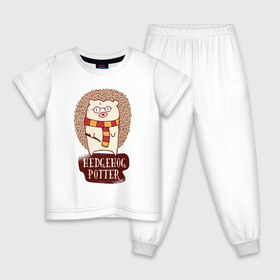 Детская пижама хлопок с принтом Еж Поттер в Новосибирске, 100% хлопок |  брюки и футболка прямого кроя, без карманов, на брюках мягкая резинка на поясе и по низу штанин
 | еж | ежик | поттер