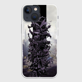Чехол для iPhone 13 mini с принтом Dark Souls Boss Collaboration в Новосибирске,  |  | boss | dark souls | demons | skull | демоны | кости | темные души | черепа