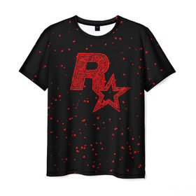 Мужская футболка 3D с принтом Rockstar в Новосибирске, 100% полиэфир | прямой крой, круглый вырез горловины, длина до линии бедер | auto | dead | grand | gta | gta5 | rdr | red | redemption | rockstar | theft | рокстар