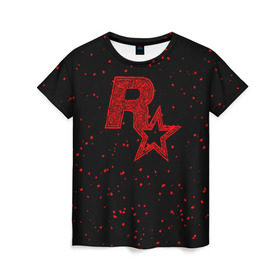 Женская футболка 3D с принтом Rockstar в Новосибирске, 100% полиэфир ( синтетическое хлопкоподобное полотно) | прямой крой, круглый вырез горловины, длина до линии бедер | auto | dead | grand | gta | gta5 | rdr | red | redemption | rockstar | theft | рокстар