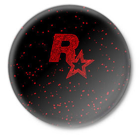 Значок с принтом Rockstar в Новосибирске,  металл | круглая форма, металлическая застежка в виде булавки | Тематика изображения на принте: auto | dead | grand | gta | gta5 | rdr | red | redemption | rockstar | theft | рокстар