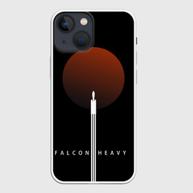 Чехол для iPhone 13 mini с принтом Falcon Heavy в Новосибирске,  |  | falcon heavy | ilon mask | spacex | tesla | tesla roadster | илон маск | спейс икс | спейс экс | тесла | тесла родстер