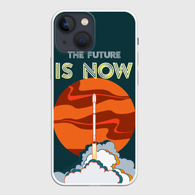 Чехол для iPhone 13 mini с принтом THE FUTURE IS NOW в Новосибирске,  |  | falcon heavy | ilon mask | spacex | tesla | tesla roadster | the future | илон маск | спейс икс | спейс экс | тесла | тесла родстер