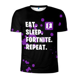 Мужская футболка 3D спортивная с принтом Eat Sleep Fortnite Repeat в Новосибирске, 100% полиэстер с улучшенными характеристиками | приталенный силуэт, круглая горловина, широкие плечи, сужается к линии бедра | battle | boss | epic | floss | fortnite | game | games | lama | pubg | pvp | royale | save | survival | the | world | битва | выживание | дроп | игра | игры | королевская | лама | массакр | мир | пабг | спасти | фортнайт