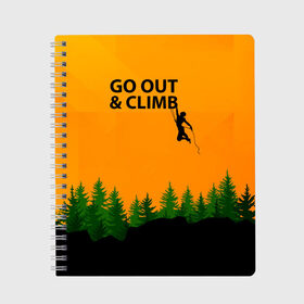 Тетрадь с принтом Альпинизм в Новосибирске, 100% бумага | 48 листов, плотность листов — 60 г/м2, плотность картонной обложки — 250 г/м2. Листы скреплены сбоку удобной пружинной спиралью. Уголки страниц и обложки скругленные. Цвет линий — светло-серый
 | adrenaline | adventure | extreme | hiking | mountaineering | mountains | rockclimbing | rocks | адреналин | альпинизм | горы | скалолазание | скалы | туризм | экстрим
