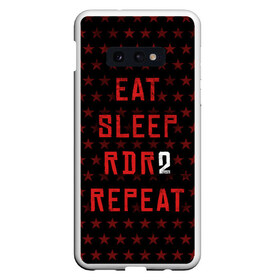 Чехол для Samsung S10E с принтом Eat Sleep RDR2 Repeat в Новосибирске, Силикон | Область печати: задняя сторона чехла, без боковых панелей | dead | die | eat | flag | game | games | gta | rdr | rdr2 | red | redemption | repeat | rockstar | sleep | sun | western | вестерн | выкуп | гта | дикий | запад | игра | игры | красный | мертвый | рдр | рдр2 | рокстар | солнце