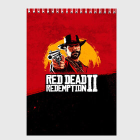 Скетчбук с принтом Red Dead Redemption 2 в Новосибирске, 100% бумага
 | 48 листов, плотность листов — 100 г/м2, плотность картонной обложки — 250 г/м2. Листы скреплены сверху удобной пружинной спиралью | dead | die | flag | game | games | gta | rdr | rdr2 | red | redemption | rockstar | sun | sunset | western | вестерн | выкуп | гта | дикий | закат | запад | игра | игры | красный | мертвый | поле | рдр | рдр2 | рокстар | солнце