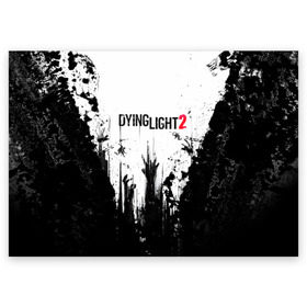 Поздравительная открытка с принтом Dying Light 2 в Новосибирске, 100% бумага | плотность бумаги 280 г/м2, матовая, на обратной стороне линовка и место для марки
 | action | axe | dying | horror | light | open | rpg | survival | techland | world | zombie | zombies | выживание | даин | дайинг | зомби | игра | игры | лайт | мир | открытый | про | топор | топорик | ужасы | хоррор | экшн