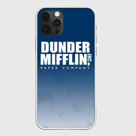 Чехол для iPhone 12 Pro с принтом The Office: Dunder Mifflin в Новосибирске, силикон | область печати: задняя сторона чехла, без боковых панелей | company | dunder | inc | mifflin | office | paper | the | бумага | бумаги | бумажная | дандер | компания | контора | корпорация | листочки | листы | лого | логотип | миффлин | офис | оффис | сериал | сериалы | символ | синий