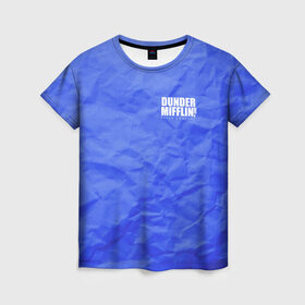 Женская футболка 3D с принтом Dunder Mifflin Paper Company в Новосибирске, 100% полиэфир ( синтетическое хлопкоподобное полотно) | прямой крой, круглый вырез горловины, длина до линии бедер | 