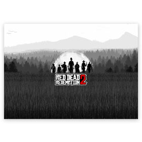 Поздравительная открытка с принтом Red Dead Redemption 2 в Новосибирске, 100% бумага | плотность бумаги 280 г/м2, матовая, на обратной стороне линовка и место для марки
 | game | red dead | red dead redemption 2 | redemption 2 | rockstar games | бандиты | дикий запад | игры | ковбои | оружие