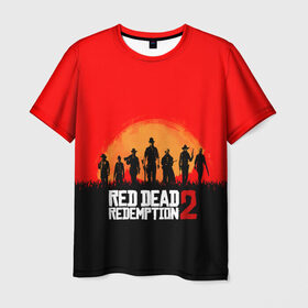 Мужская футболка 3D с принтом Red Dead Redemption в Новосибирске, 100% полиэфир | прямой крой, круглый вырез горловины, длина до линии бедер | Тематика изображения на принте: game | red dead | red dead redemption 2 | redemption 2 | rockstar games | бандиты | дикий запад | игры | ковбои | оружие
