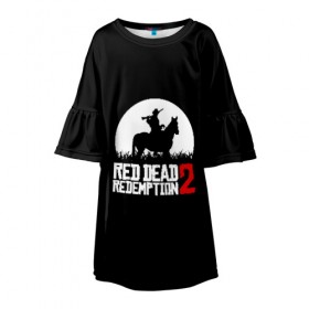 Детское платье 3D с принтом RED DEAD REDEMPTION в Новосибирске, 100% полиэстер | прямой силуэт, чуть расширенный к низу. Круглая горловина, на рукавах — воланы | game | red dead | red dead redemption 2 | redemption 2 | rockstar games | бандиты | дикий запад | игры | ковбои | оружие