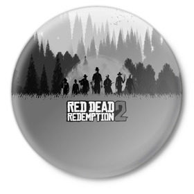 Значок с принтом RED DEAD REDEMPTION 2 в Новосибирске,  металл | круглая форма, металлическая застежка в виде булавки | game | red dead | red dead redemption 2 | redemption 2 | rockstar games | бандиты | дикий запад | игры | ковбои | оружие