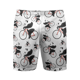 Мужские шорты спортивные с принтом Панды На Велосипеде в Новосибирске,  |  | Тематика изображения на принте: велосипед | мишки | панда | паттерн
