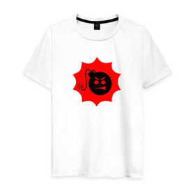 Мужская футболка хлопок с принтом Serious Sam в Новосибирске, 100% хлопок | прямой крой, круглый вырез горловины, длина до линии бедер, слегка спущенное плечо. | games | pc | sam | skin. game | бомба | бомбочка | взрыв | взрывчатка | видеоигра | видеоигры | главный герой | знаменитая футболка | значок | игра | логотип | персонаж | символ | сириус | скин | стрелялка