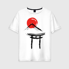 Женская футболка хлопок Oversize с принтом Японский стиль в Новосибирске, 100% хлопок | свободный крой, круглый ворот, спущенный рукав, длина до линии бедер
 | азия | восток | путешествия | сакура | япония