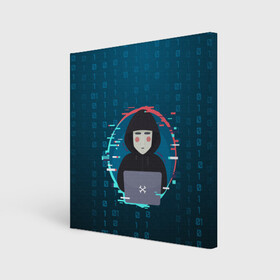 Холст квадратный с принтом Anonymous hacker в Новосибирске, 100% ПВХ |  | Тематика изображения на принте: anonymous | hacker | it | аноним | взлом | компьютер | ноутбук | программист | хакер