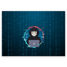 Поздравительная открытка с принтом Anonymous hacker в Новосибирске, 100% бумага | плотность бумаги 280 г/м2, матовая, на обратной стороне линовка и место для марки
 | Тематика изображения на принте: anonymous | hacker | it | аноним | взлом | компьютер | ноутбук | программист | хакер