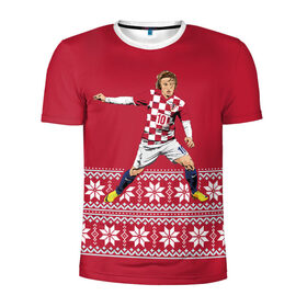 Мужская футболка 3D спортивная с принтом Luka Modric в Новосибирске, 100% полиэстер с улучшенными характеристиками | приталенный силуэт, круглая горловина, широкие плечи, сужается к линии бедра | Тематика изображения на принте: luka modric | modric | new yaer | зима футбол | модрич | новый год | новый год футбол | футбол | футбол новый год