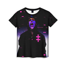 Женская футболка 3D с принтом Marilyn Manson в Новосибирске, 100% полиэфир ( синтетическое хлопкоподобное полотно) | прямой крой, круглый вырез горловины, длина до линии бедер | cry | inch | industrial | little | manson | marilyn | music | nails | nin | rock | sister | индастриал | инч | мансон | менсен | менсон | мерилин | мерлин | музыка | мэнсон | мэрилин | мэрлин | найн | нин | нэйлс | рок