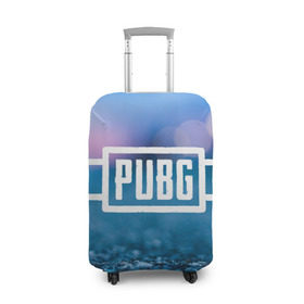Чехол для чемодана 3D с принтом PUBG light blue в Новосибирске, 86% полиэфир, 14% спандекс | двустороннее нанесение принта, прорези для ручек и колес | pubg | игра | лого | пубг | светлый | стрелялка | шутер