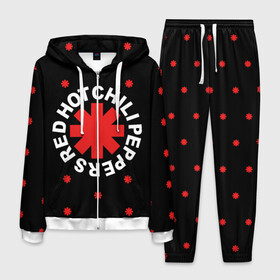 Мужской костюм 3D с принтом Red Hot Chili Peppers в Новосибирске, 100% полиэстер | Манжеты и пояс оформлены тканевой резинкой, двухслойный капюшон со шнурком для регулировки, карманы спереди | chili | cross | hot | logo | music | peppers | red | red hot chili peppers | rhcp | rock | star | symbol | звезда | звездочка | красная | красный | крест | логотип | музыка | перцы | рок | символ | цветок | цветочек | чили