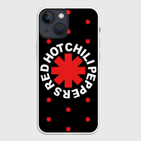 Чехол для iPhone 13 mini с принтом Red Hot Chili Peppers в Новосибирске,  |  | chili | cross | hot | logo | music | peppers | red | red hot chili peppers | rhcp | rock | star | symbol | звезда | звездочка | красная | красный | крест | логотип | музыка | перцы | рок | символ | цветок | цветочек | чили