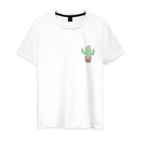 Мужская футболка хлопок с принтом Fucktus-2 в Новосибирске, 100% хлопок | прямой крой, круглый вырез горловины, длина до линии бедер, слегка спущенное плечо. | Тематика изображения на принте: cactus | you | аргументы | иголки | кактус | карман | колючий | растение