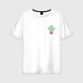 Женская футболка хлопок Oversize с принтом Fucktus-2 в Новосибирске, 100% хлопок | свободный крой, круглый ворот, спущенный рукав, длина до линии бедер
 | cactus | you | аргументы | иголки | кактус | карман | колючий | растение
